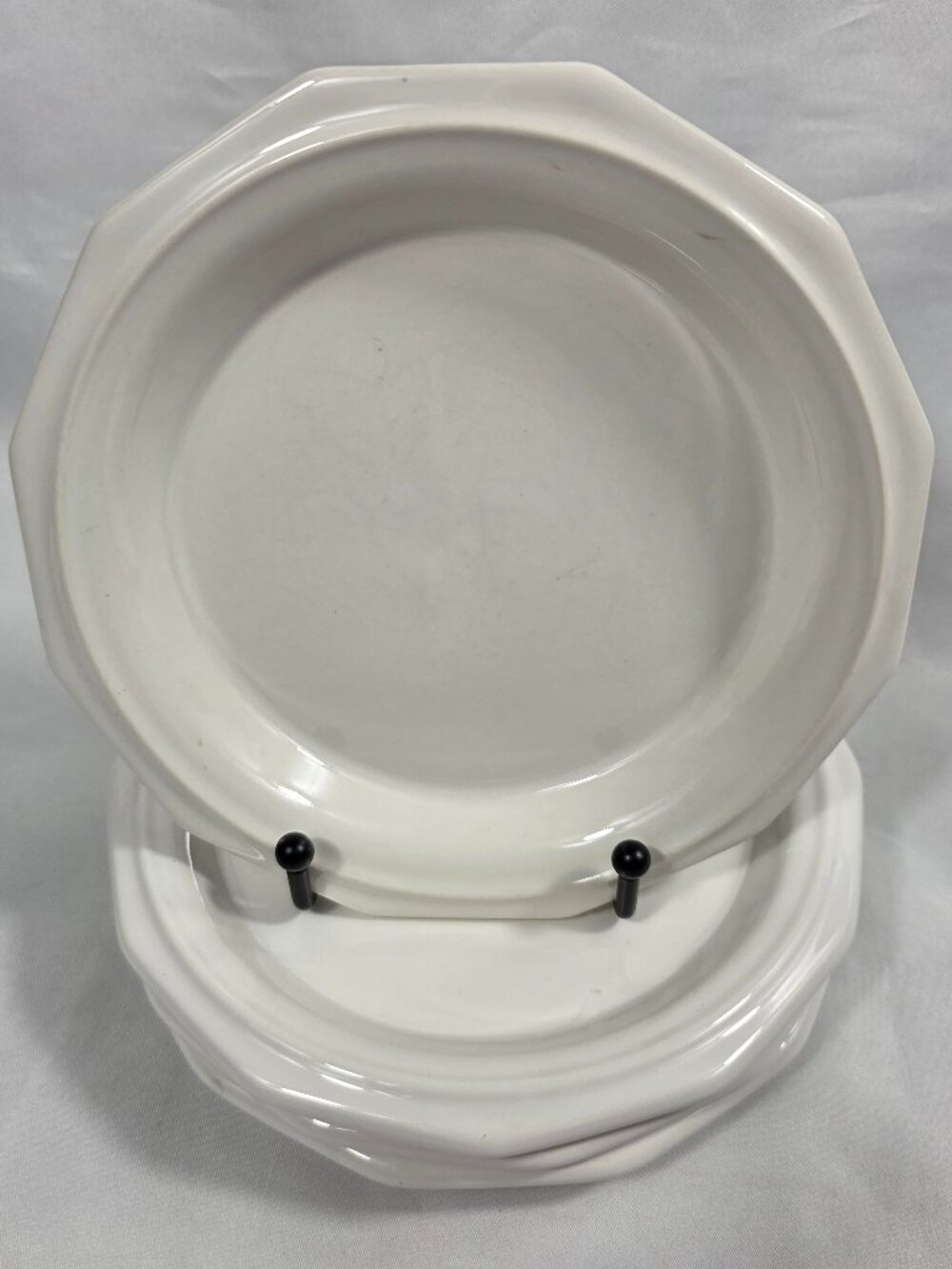 FOUR Pfaltzgraff Heritage White Salad Plates Multisided